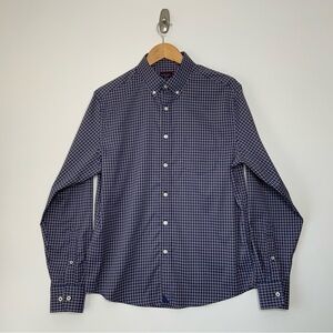 UNTUCKit Men’s Medium Long Sleeve Blue Tattersall Check Button.